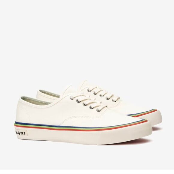 Seavees Legend Pride Cotton Poplin White Sneakers 7.5 - Picture 2 of 10